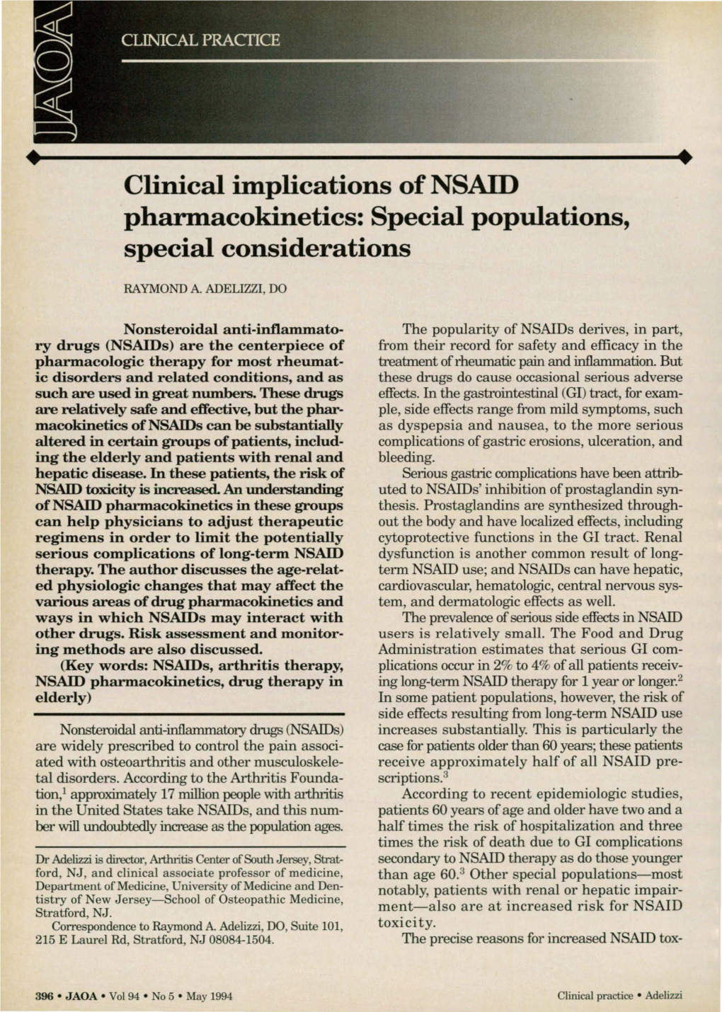Clinical Implications of NSAID Pharmacokinetics: Special Populations, Special Considerations