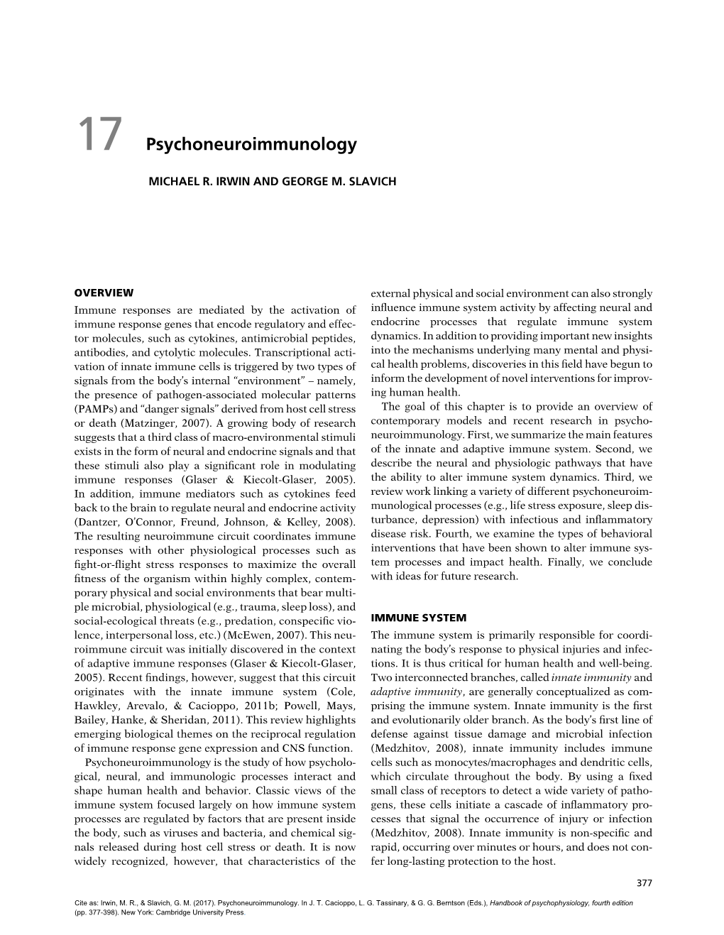 17 Psychoneuroimmunology