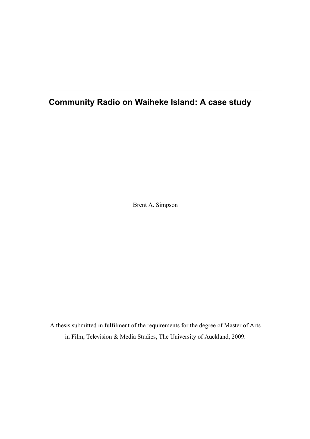 Community Radio on Waiheke Island: a Case Study