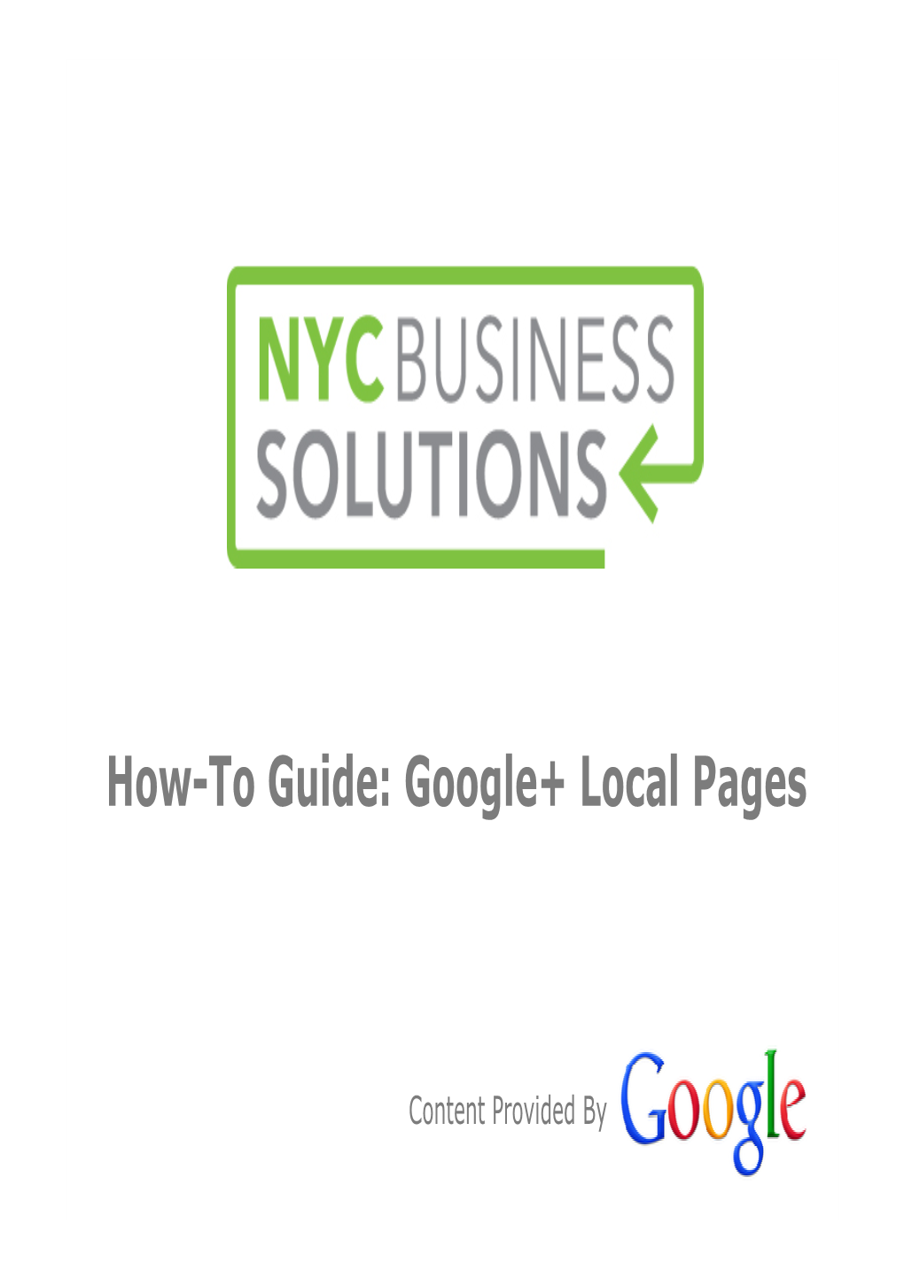 NYC Business Solutions Beginner's Guide to Google+