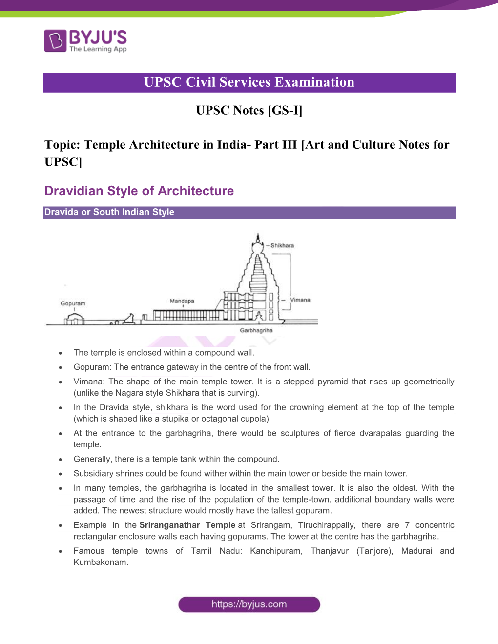 UPSC Notes [GS-I] Topic: Temple Architecture in India- Part