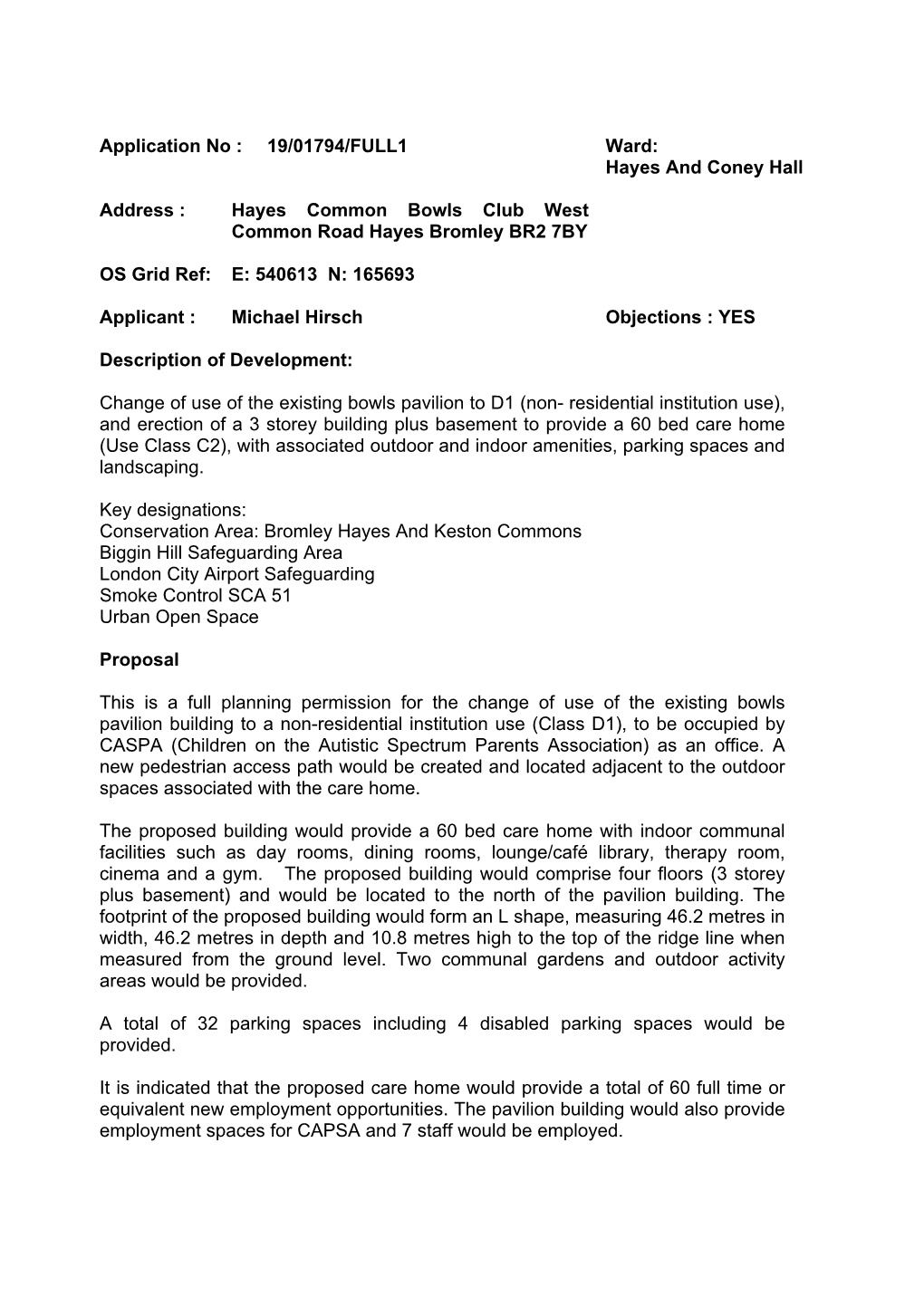 Planning Application (19/01794/Full1)