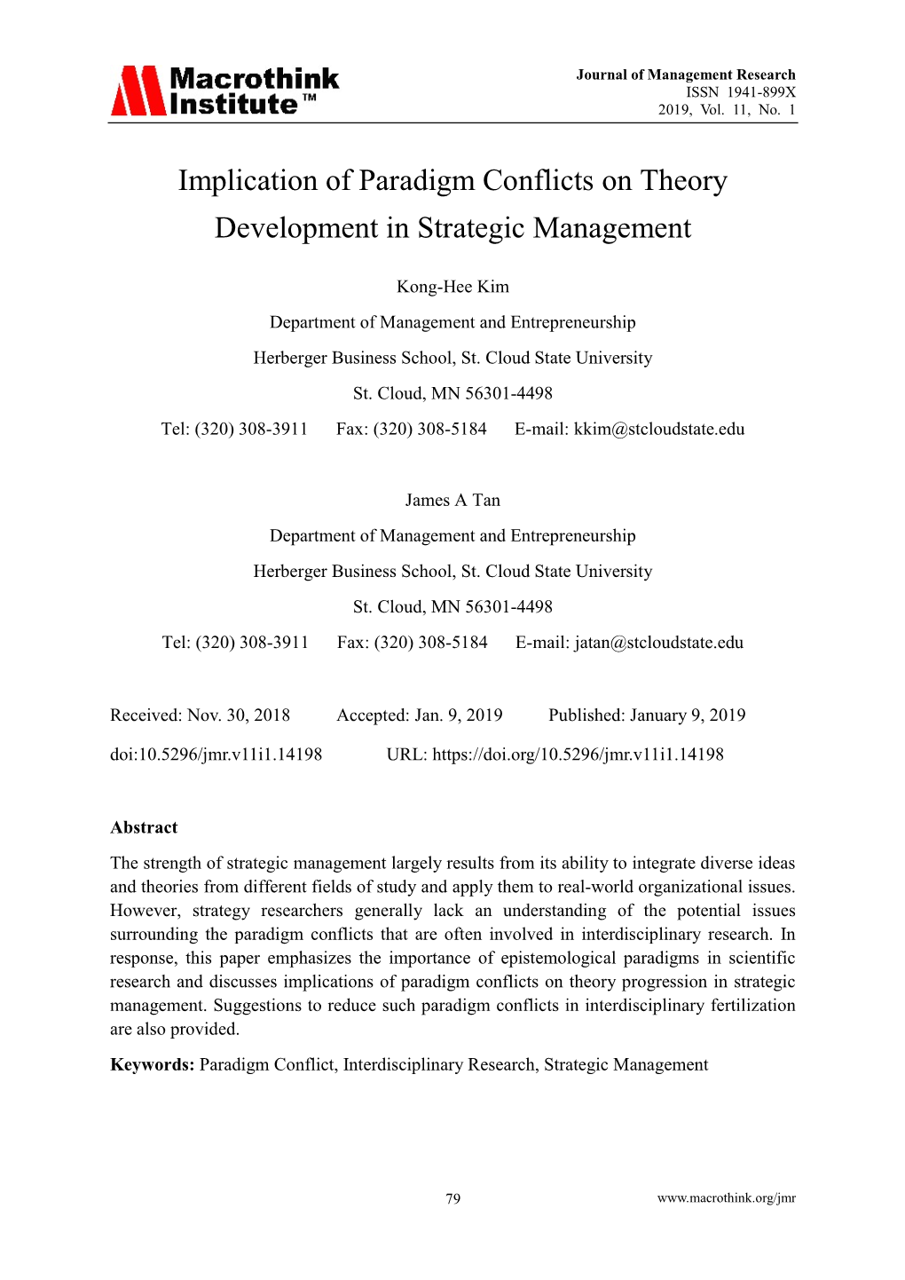 Implication of Paradigm Conflicts on Theory Development in Strategic Management