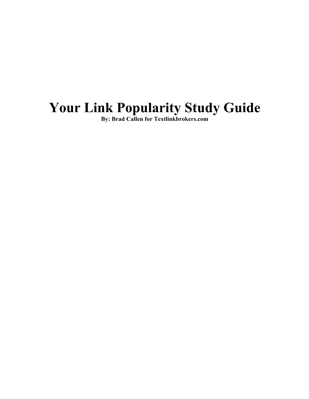 Your Guide on Link Popularity