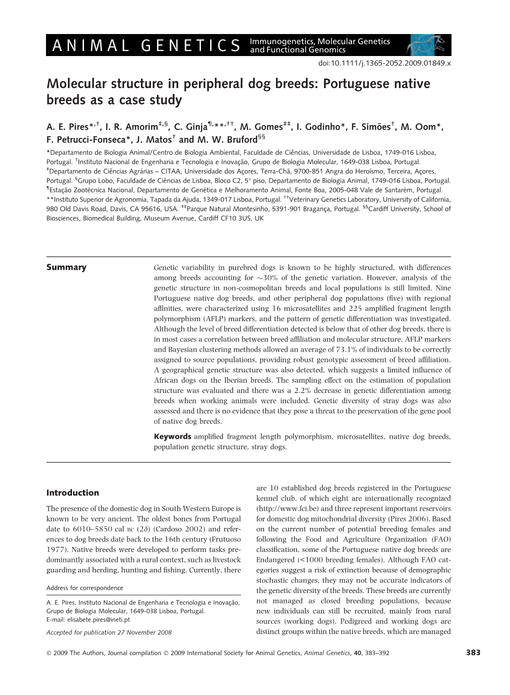 Molecular Structure in Peripheral Dog Breeds: Portuguese Native Breeds As a Case Study