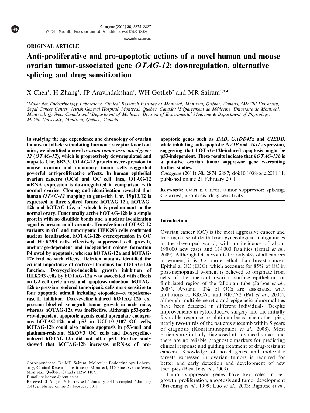 Downregulation, Alternative Splicing and Drug Sensitization