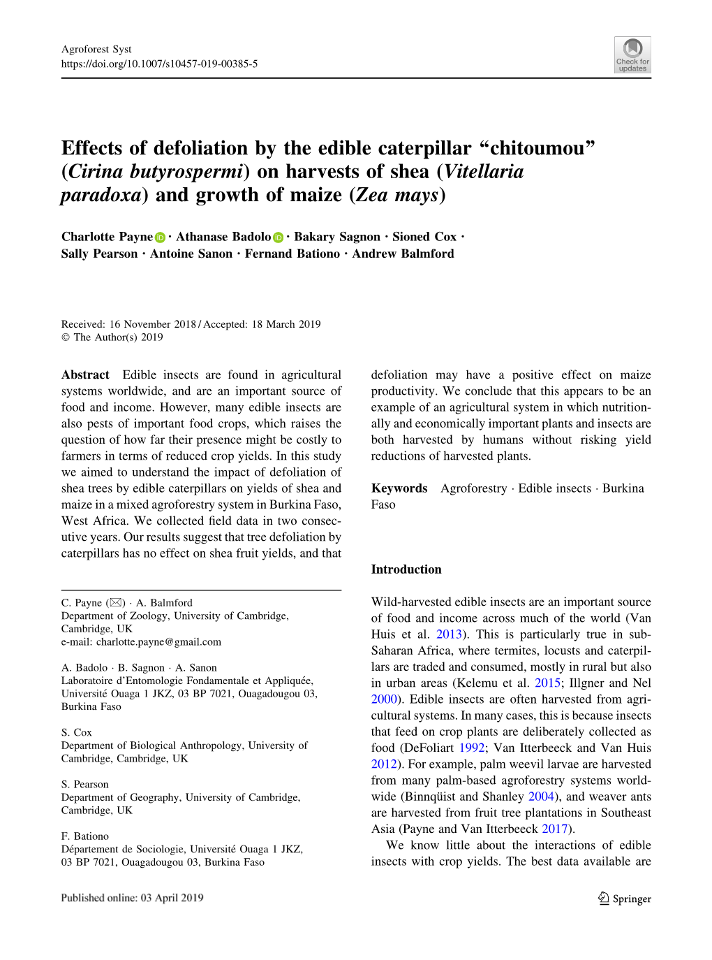 Effects of Defoliation by the Edible Caterpillar “Chitoumou” (Cirina