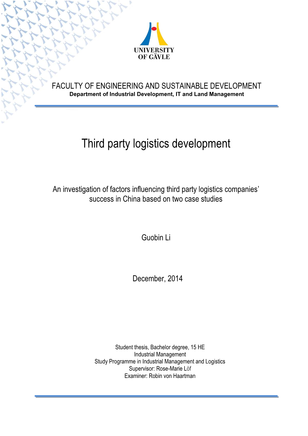 Third Party Logistics Development