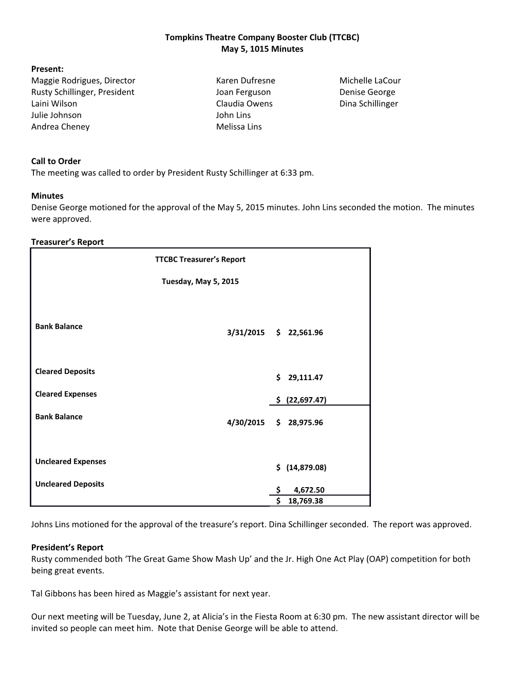 Tompkins Theatre Company Booster Club (TTCBC)