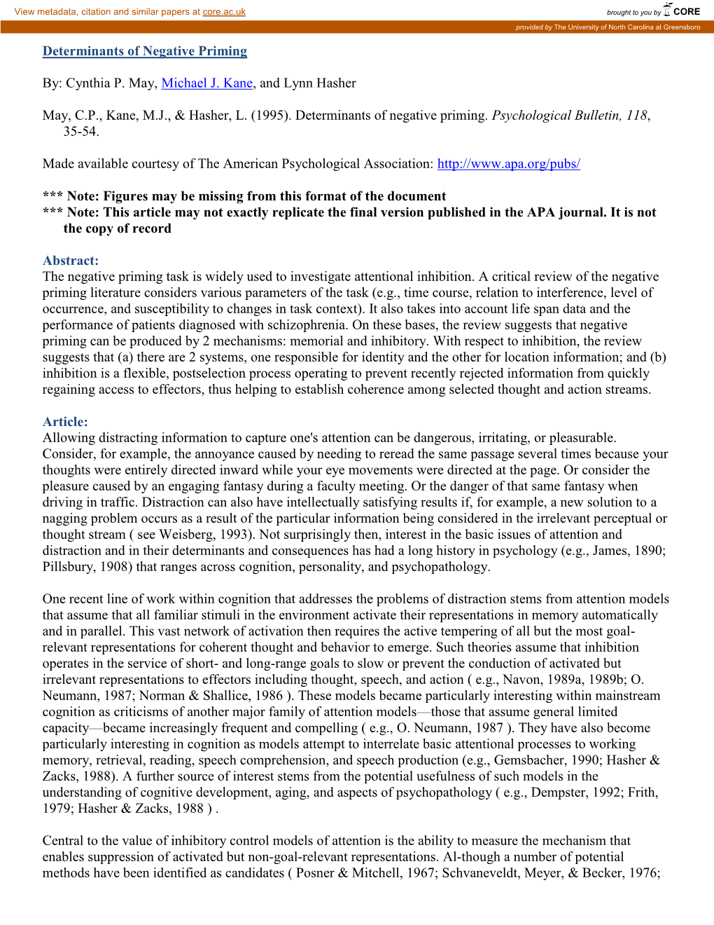 Determinants of Negative Priming By