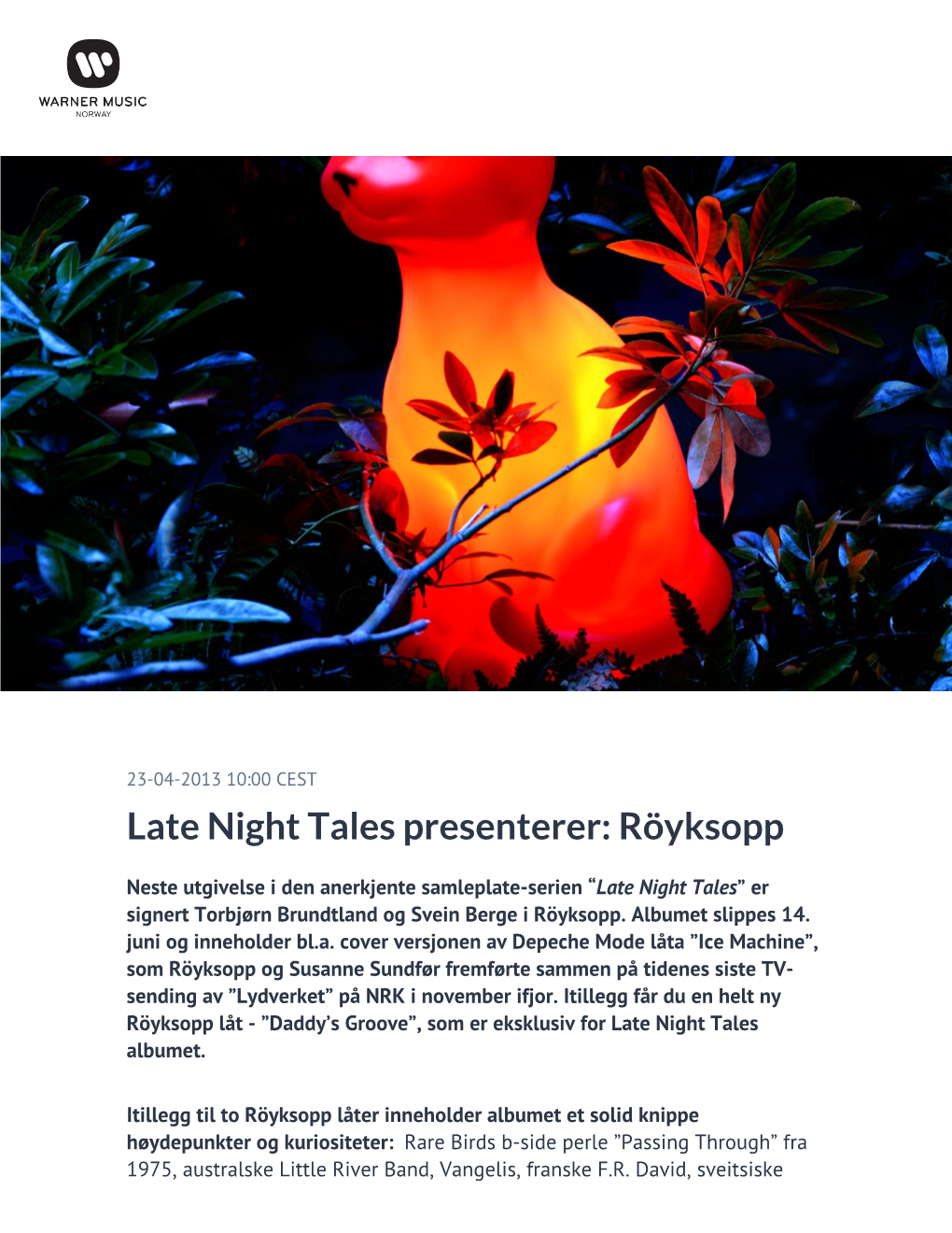 Late Night Tales Presenterer: Röyksopp