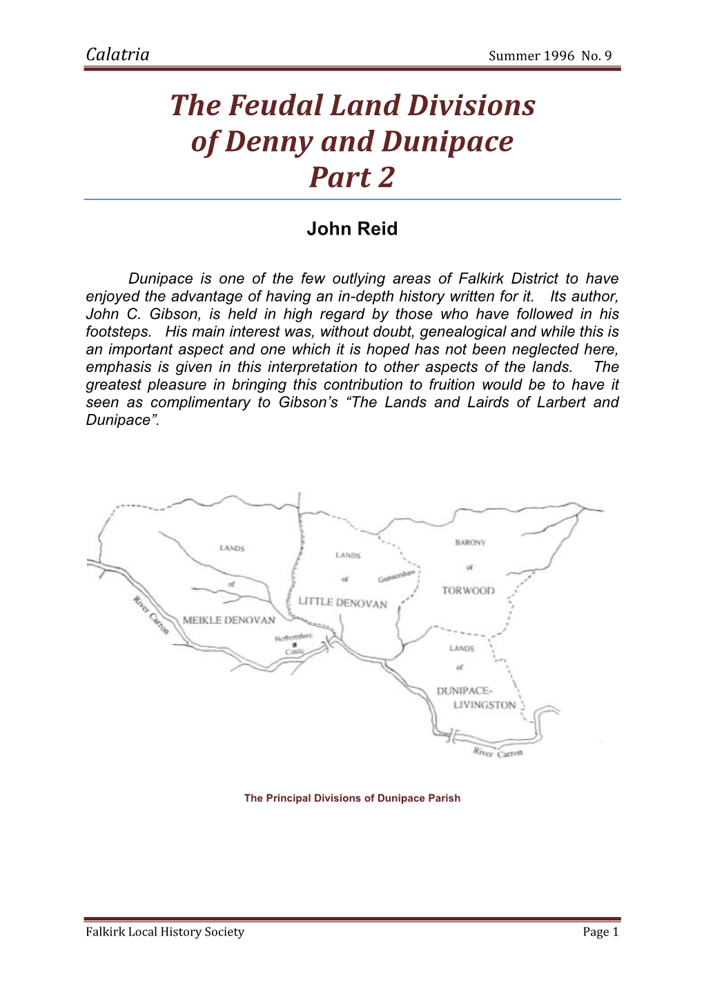 The Feudal Land Divisions of Denny and Dunipace Part 2