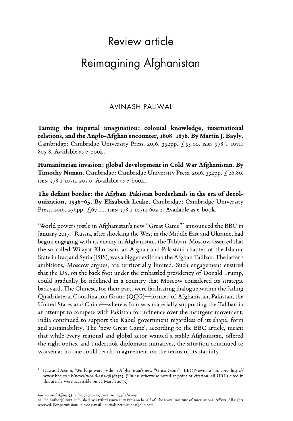 Review Article Reimagining Afghanistan
