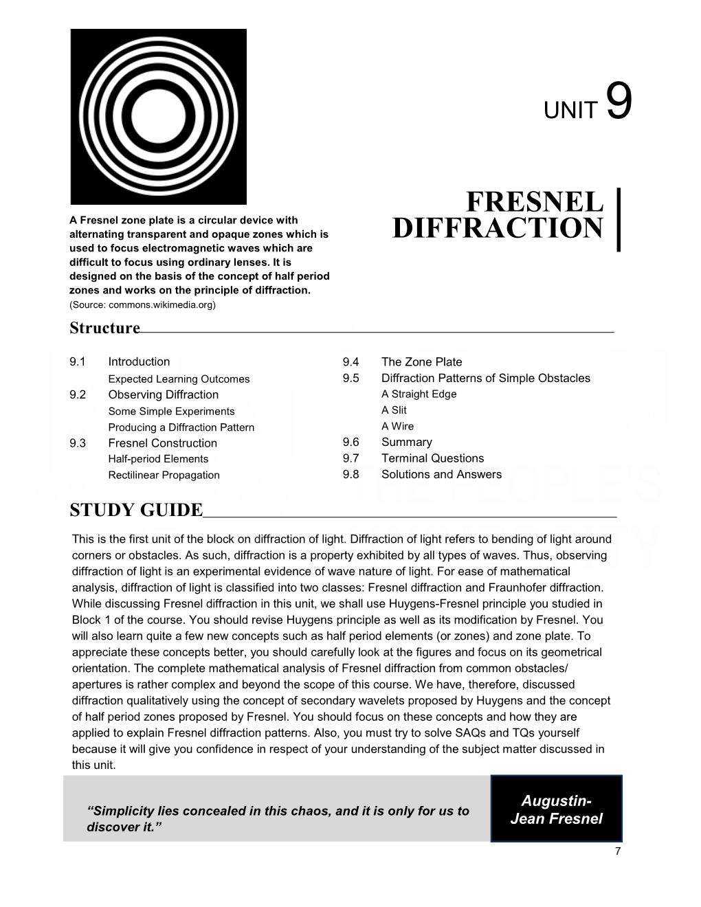 Fresnel Diffraction