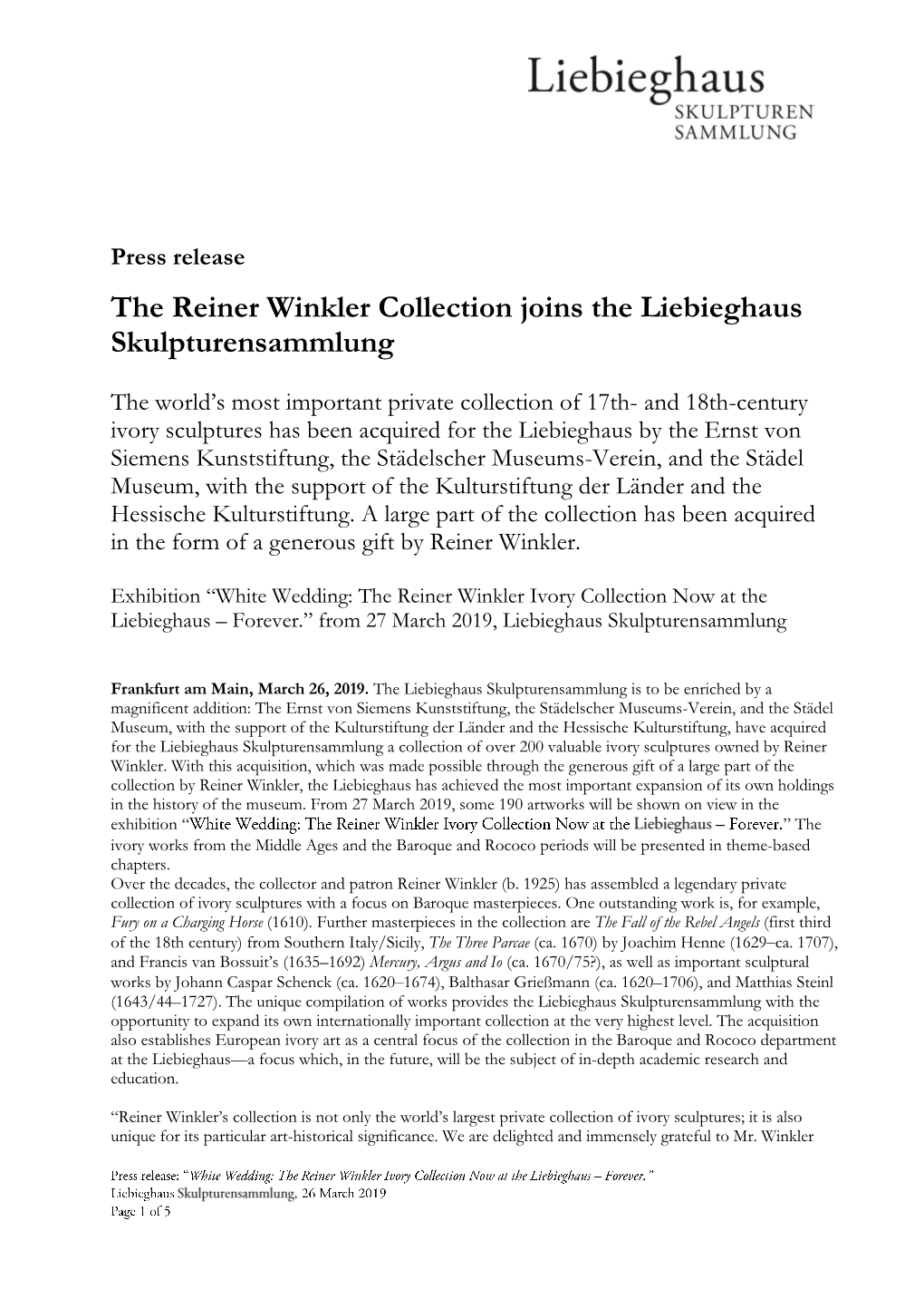 The Reiner Winkler Collection Joins the Liebieghaus Skulpturensammlung