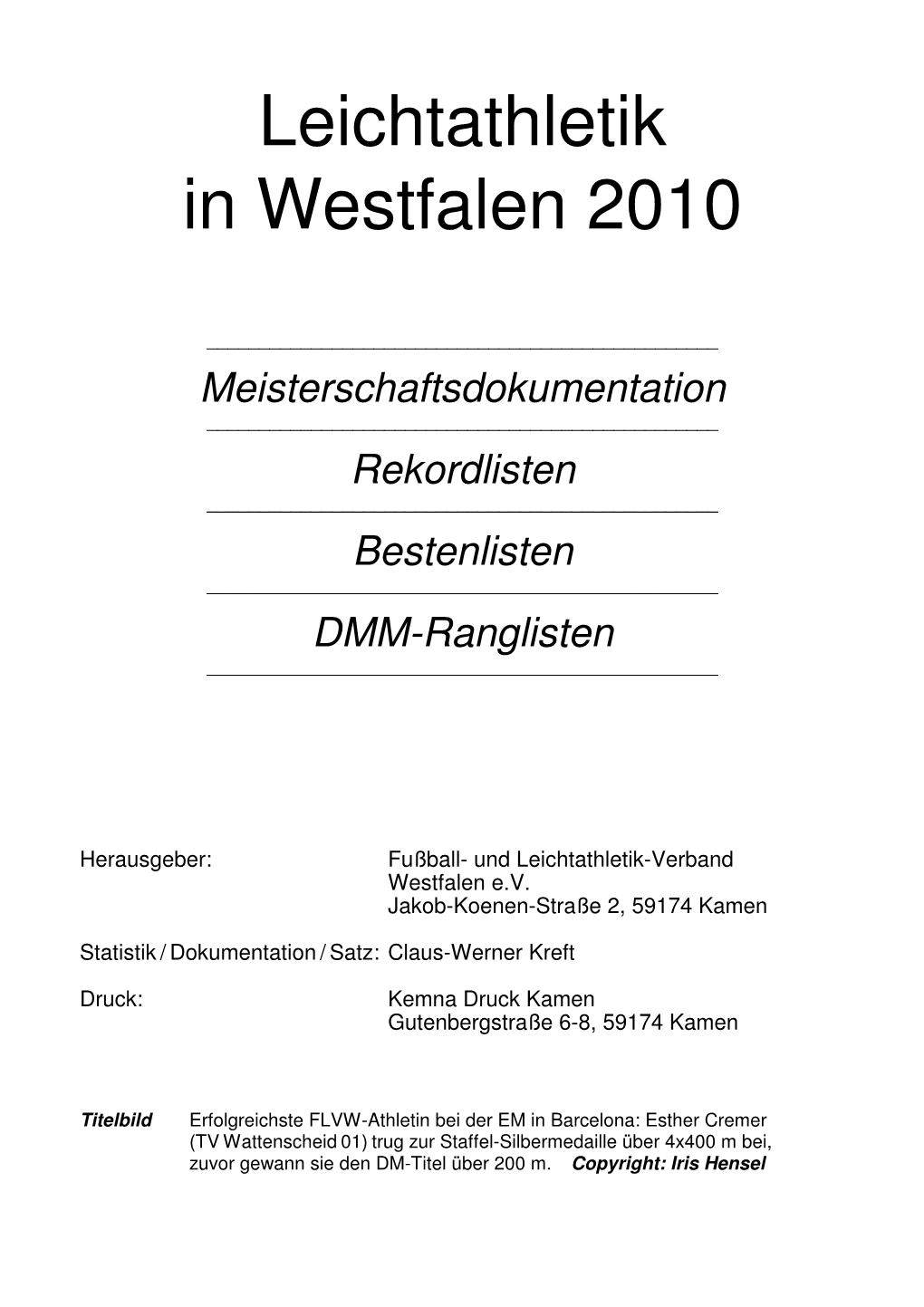 Leichtathletik in Westfalen 2010