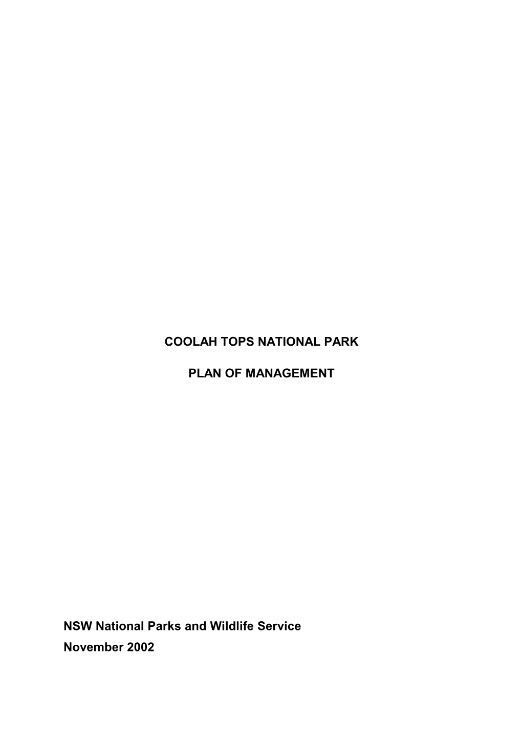 Coolah Tops National Park Plan of Managementdownload