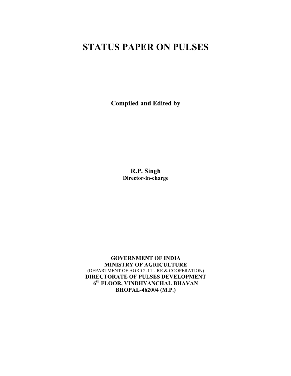 Status Paper on Pulses