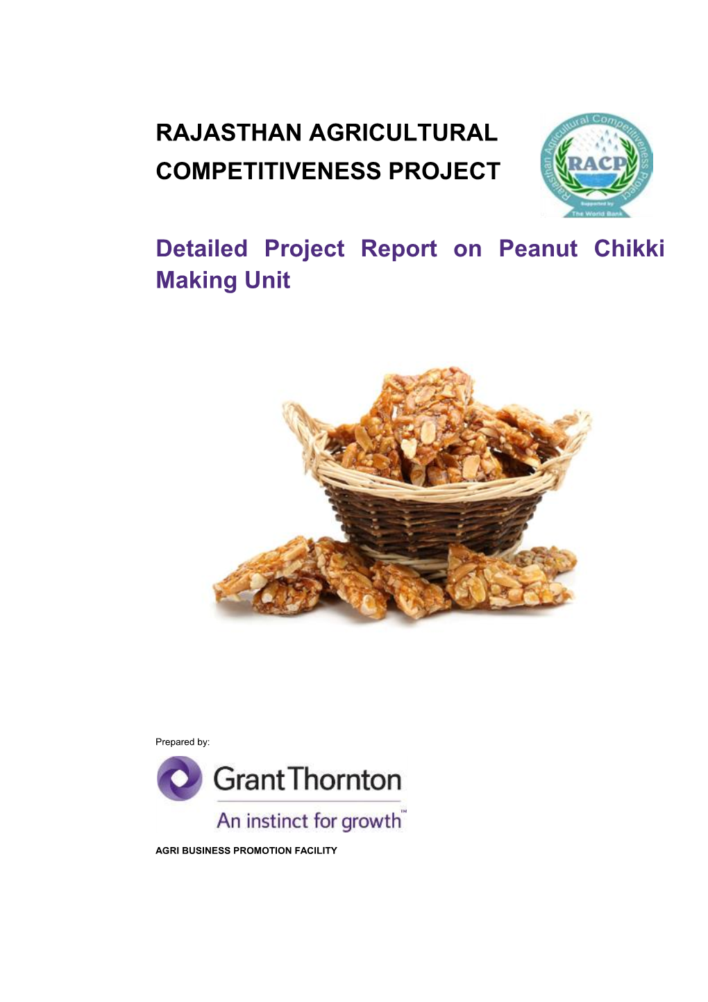 Detailed Project Report on Peanut Chikki Making Unit
