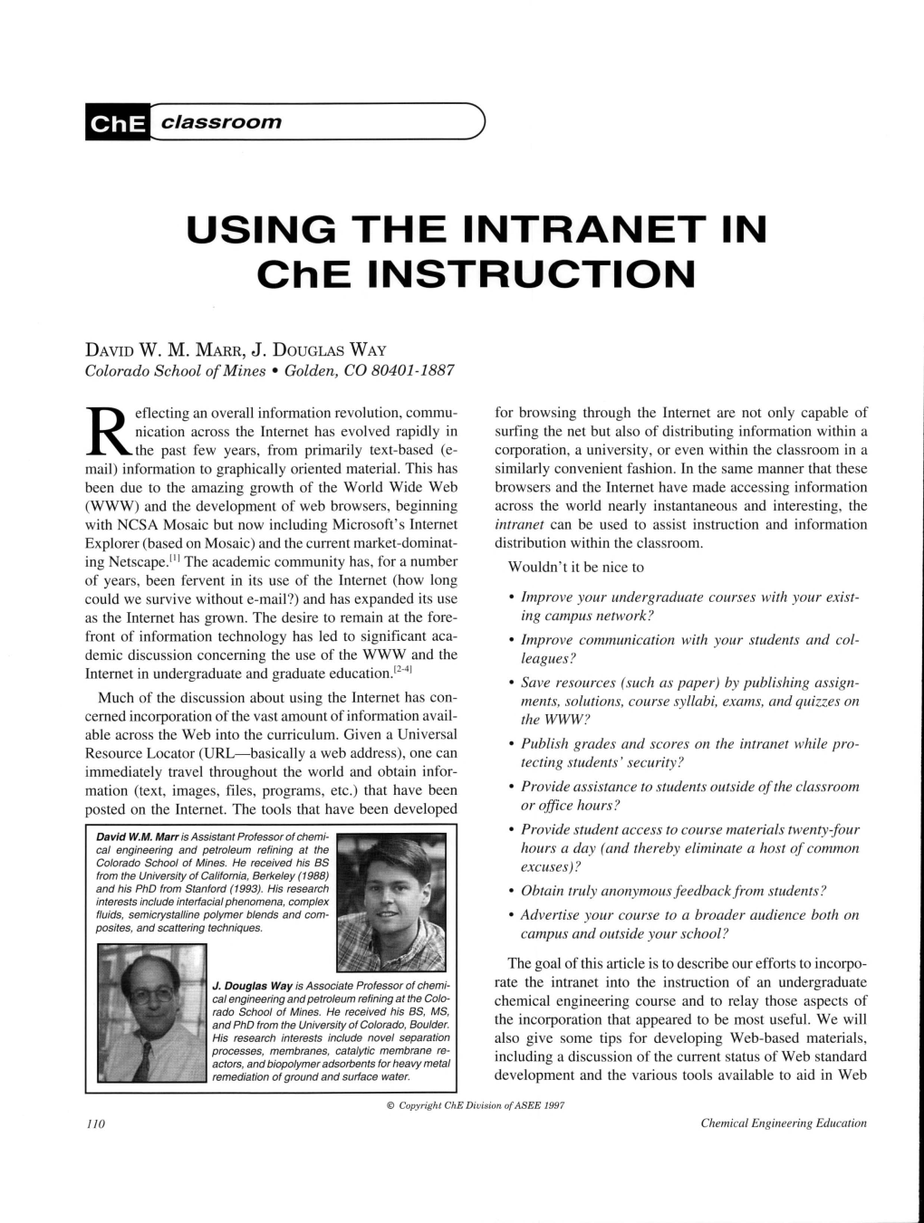 USING the INTRANET in Che INSTRUCTION