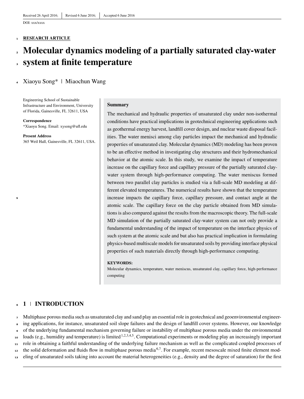 Molecular Dynamics Modeling of a Partially Saturated Clay-Water