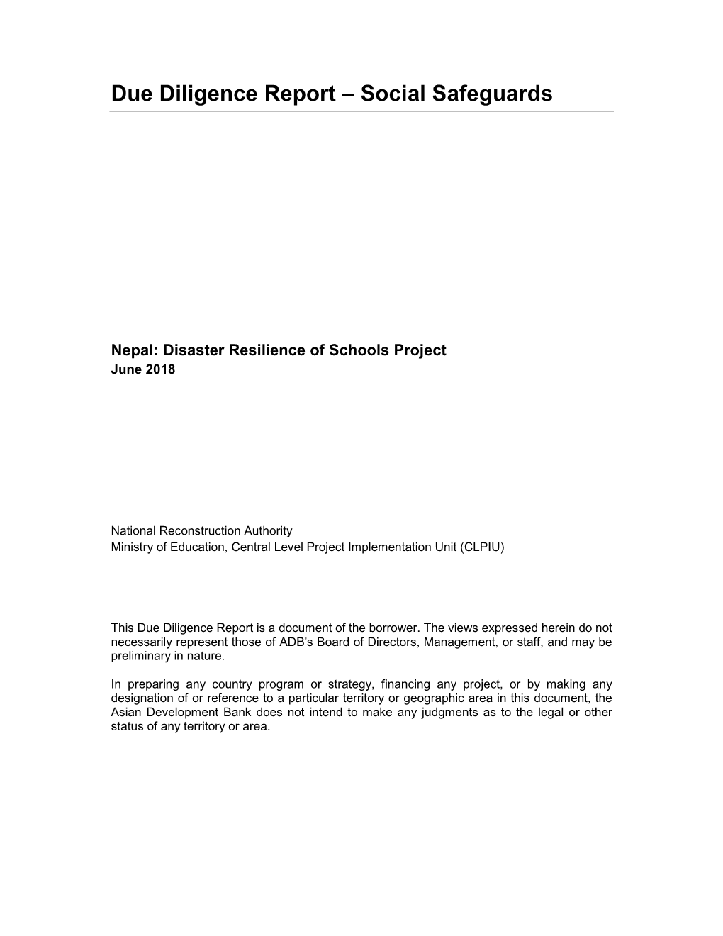 51190-001: Disaster Resilience of Schools