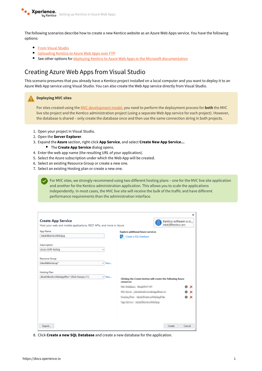 Creating Azure Web Apps from Visual Studio