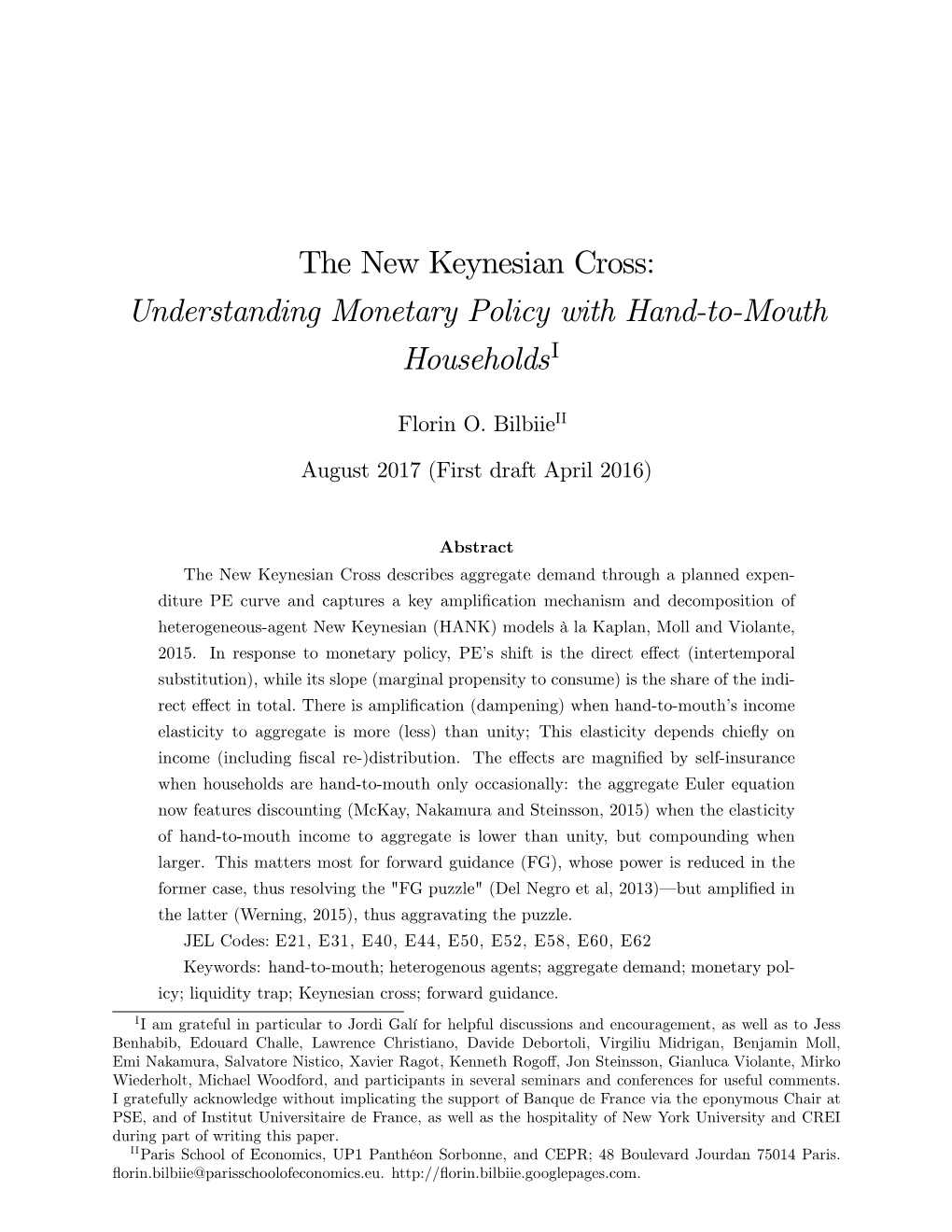 The New Keynesian Cross: Understanding Monetary Policy with Hand-To-Mouth Householdsi