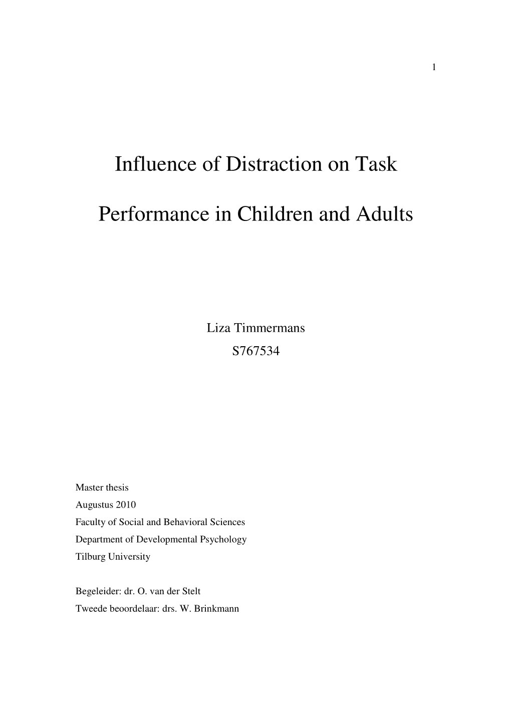 Influence of Distraction on Task Performance in Children and Adults