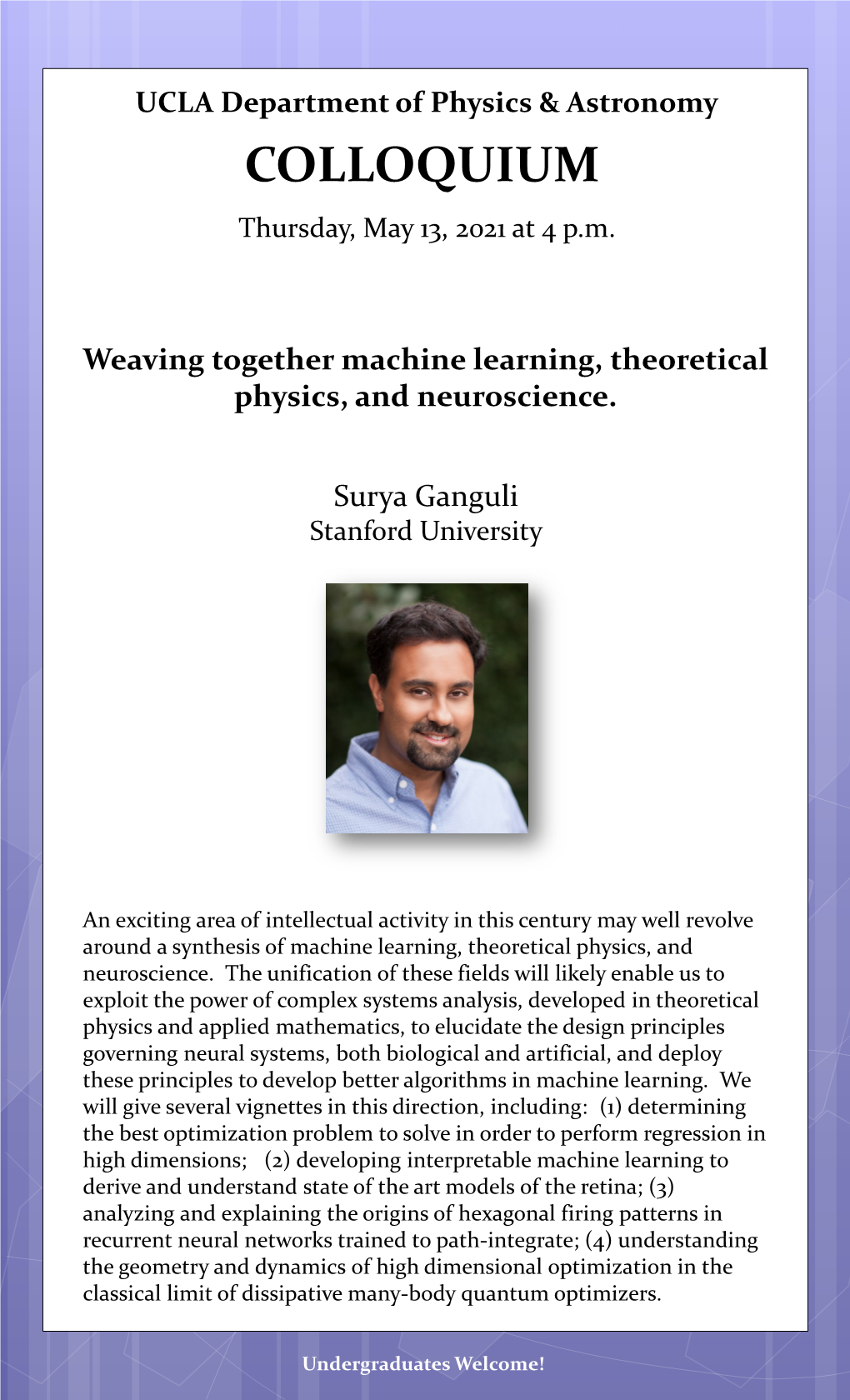 Weaving Together Machine Learning, Theoretical Physics, and Neuroscience