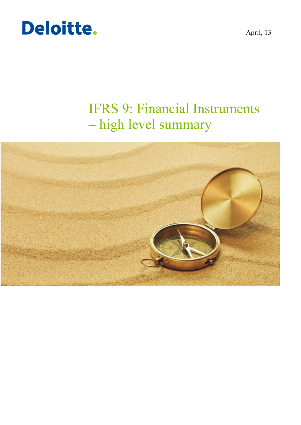 IFRS 9: Financial Instruments – High Level Summary