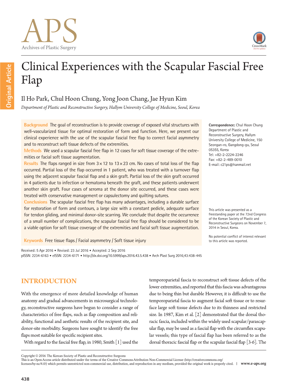 Clinical Experiences with the Scapular Fascial Free Flap
