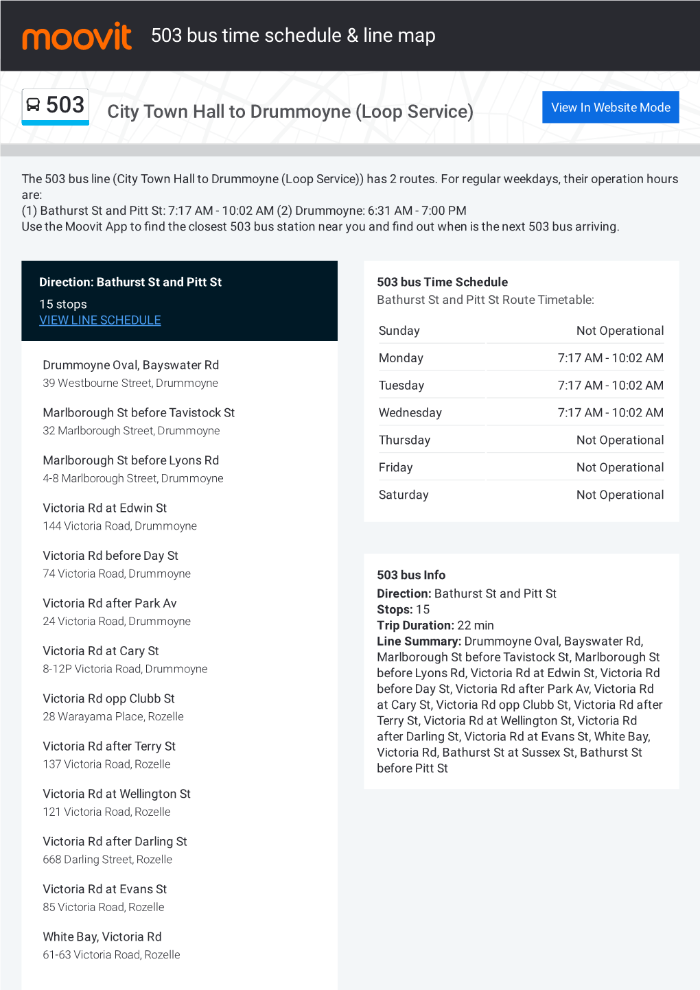 503 Bus Time Schedule & Line Route