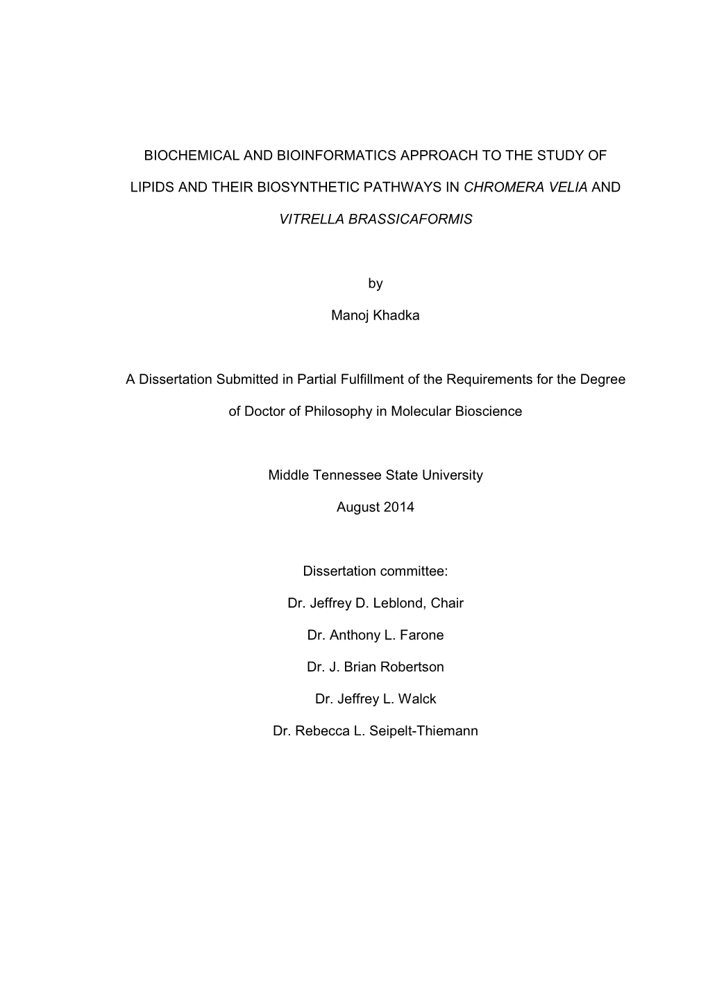 Final Dissertation for Graduate School