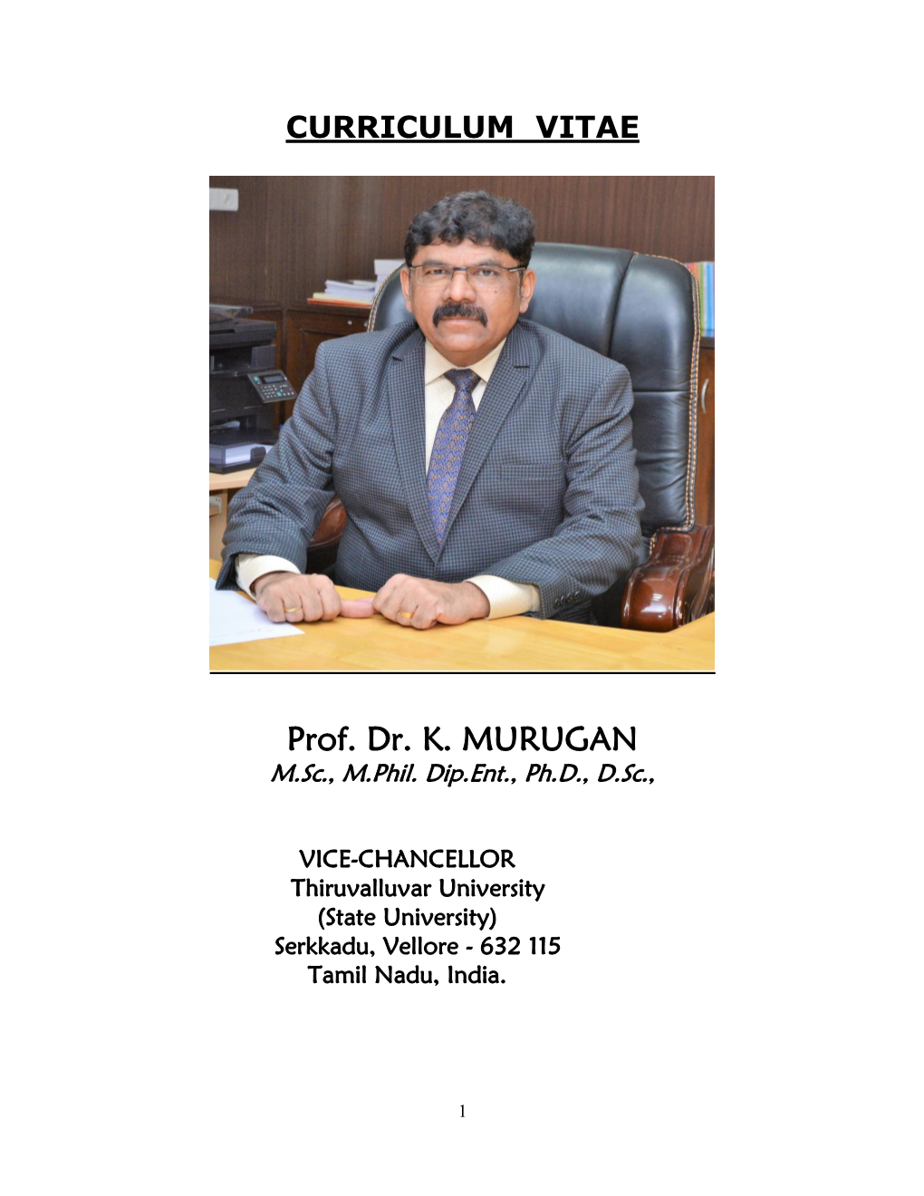 Prof. Dr. K. MURUGAN M.Sc., M.Phil