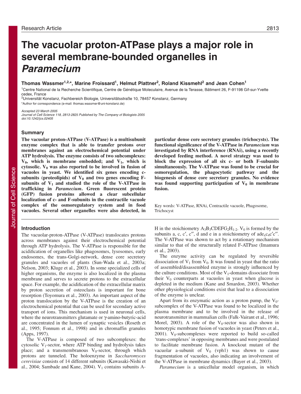 The Vacuolar Proton-Atpase Plays a Major Role in Several Membrane-Bounded Organelles in Paramecium