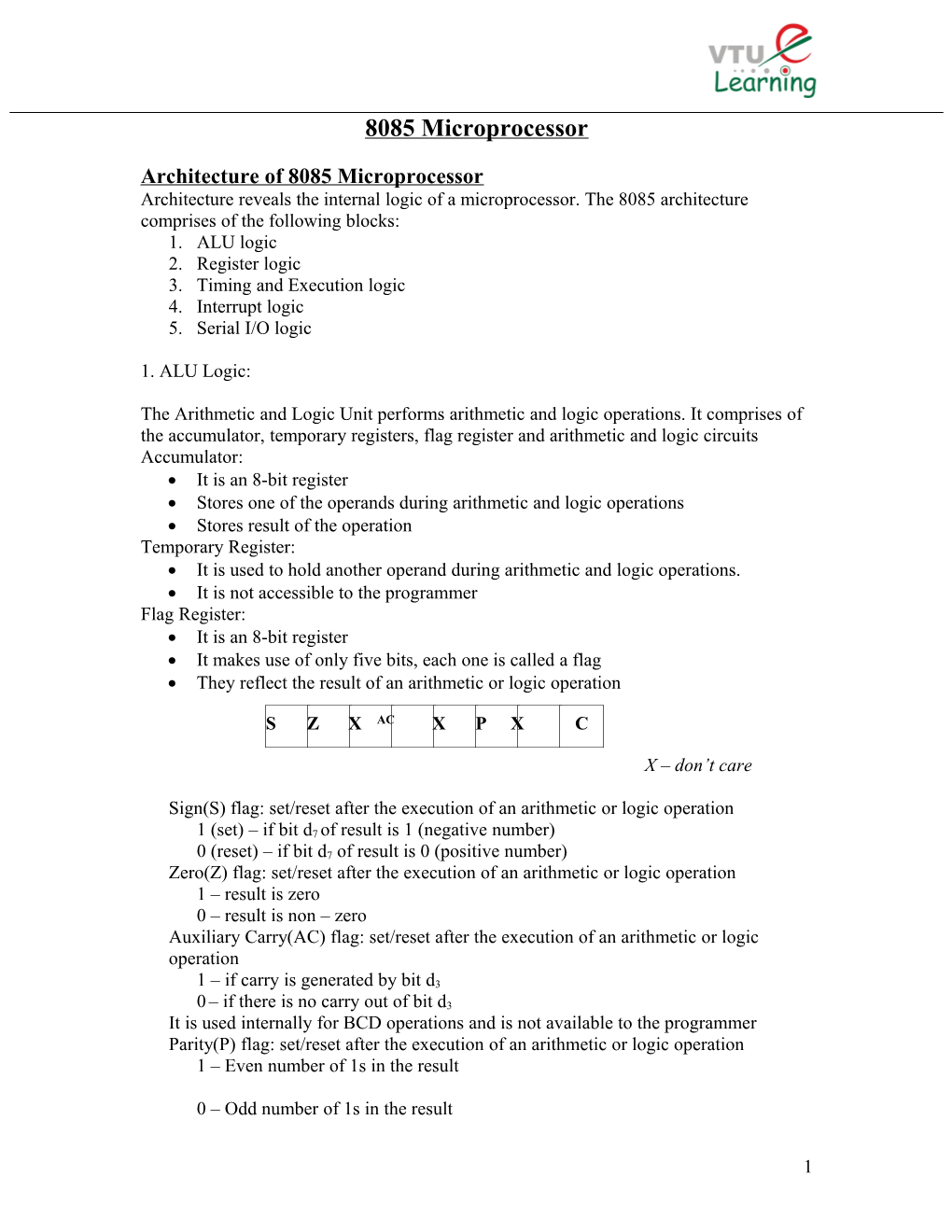 Architecture of 8085 Microprocessor