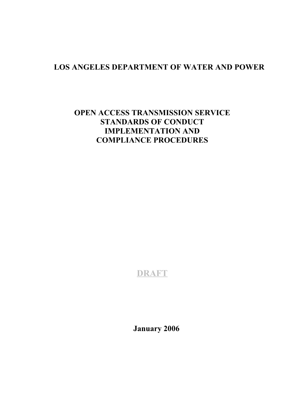 Los Angeles Department Of Water And Power