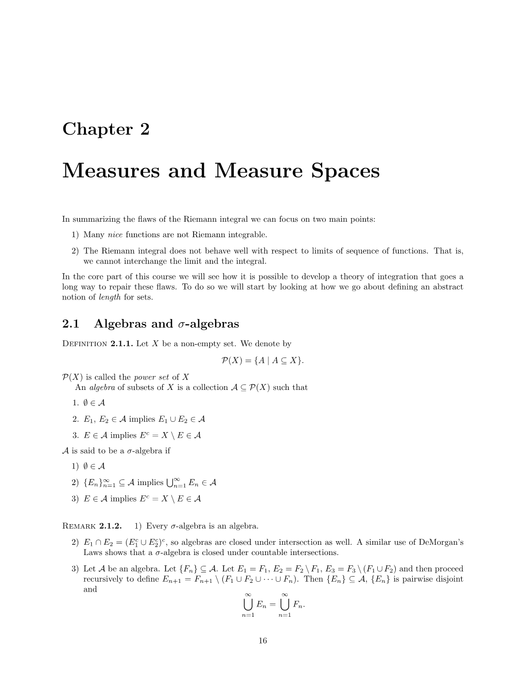 Measures and Measure Spaces