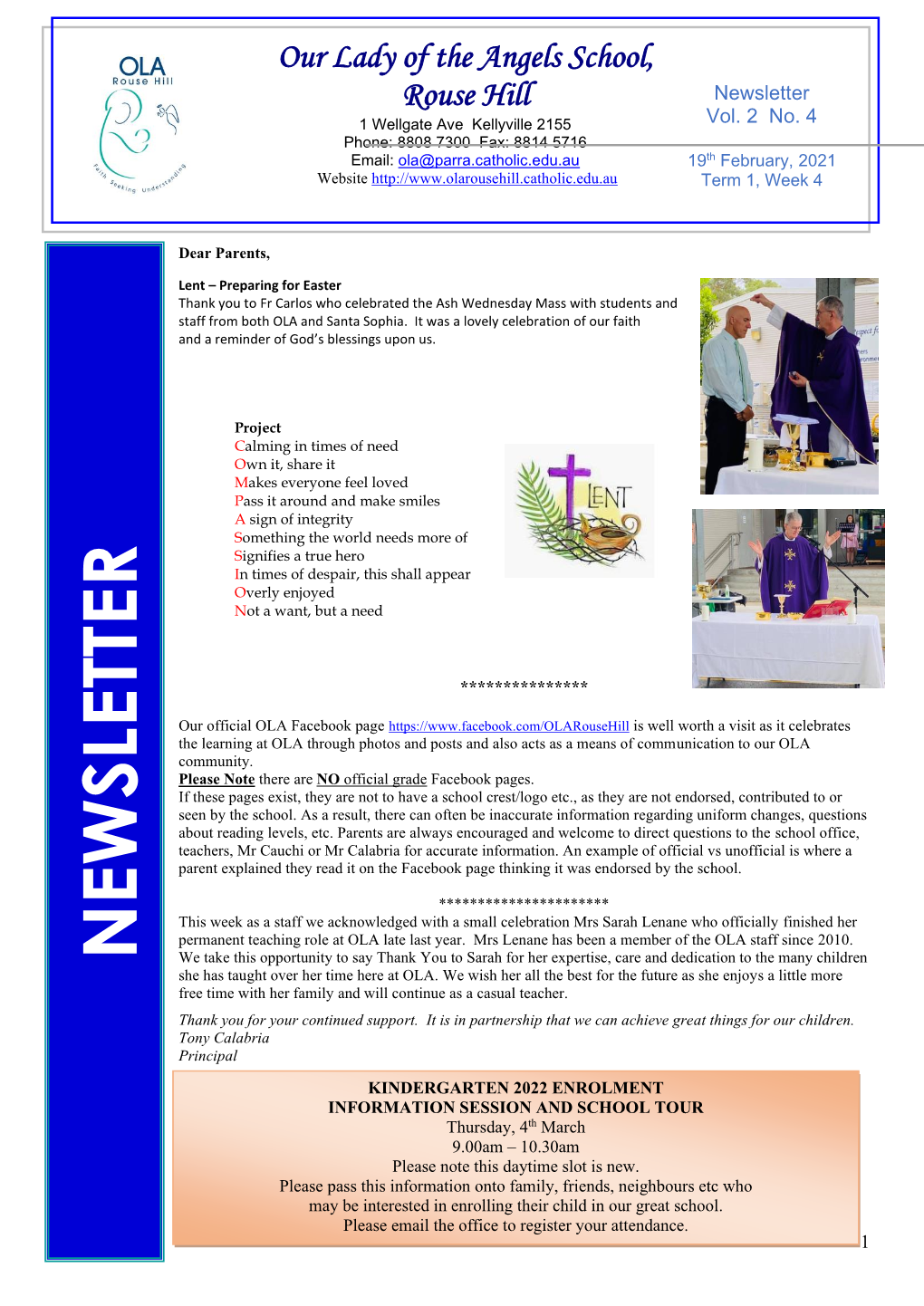 2021 Newsletter Term 1 Week 4