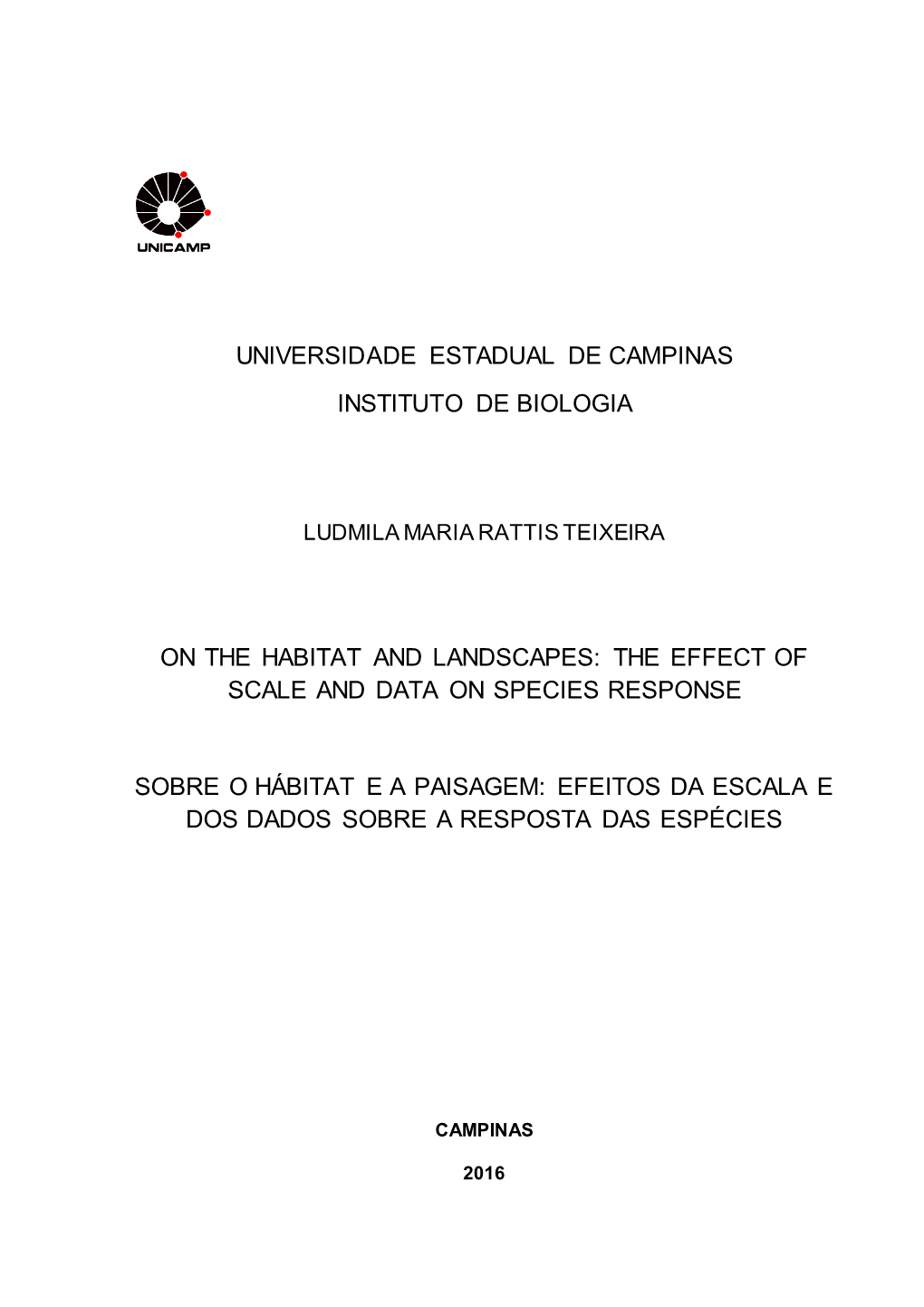 Universidade Estadual De Campinas Instituto De Biologia