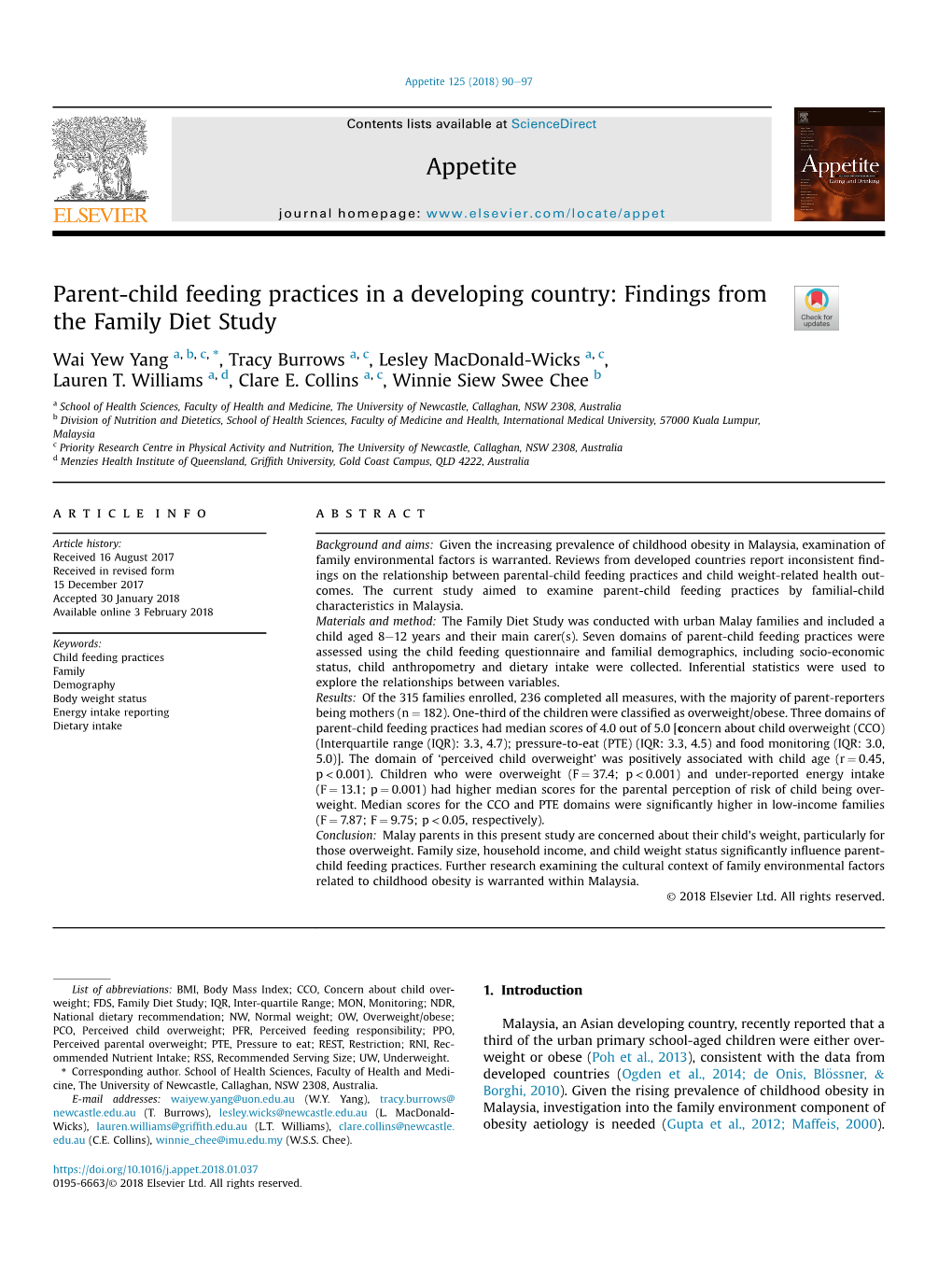 Parent-Child Feeding Practices in a Developing Country: Findings from the Family Diet Study