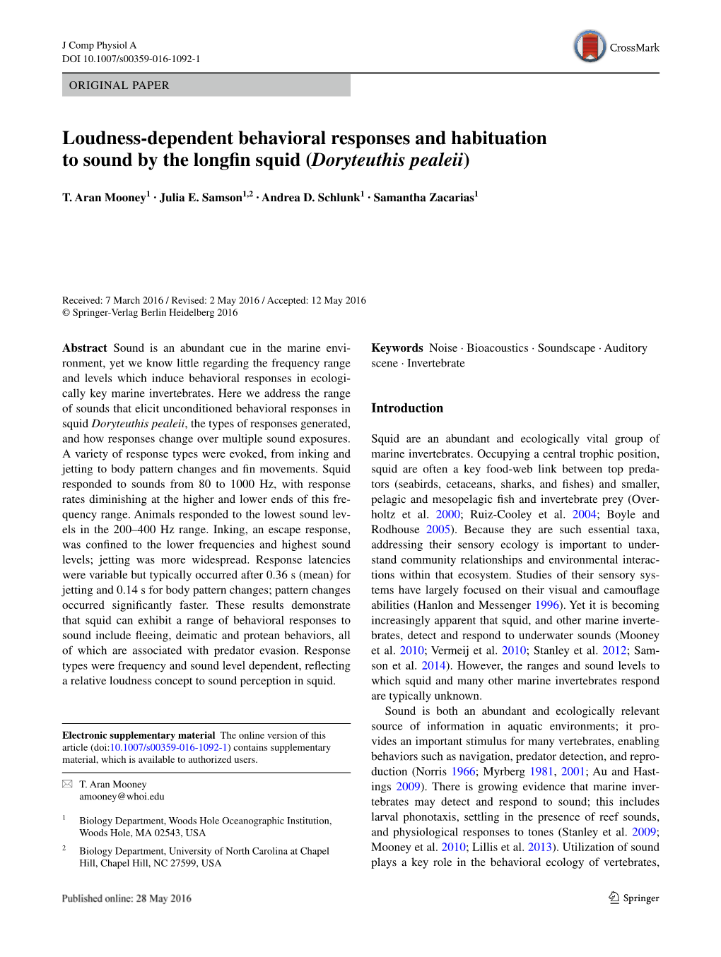 Loudness-Dependent Behavioral Responses and Habituation to Sound