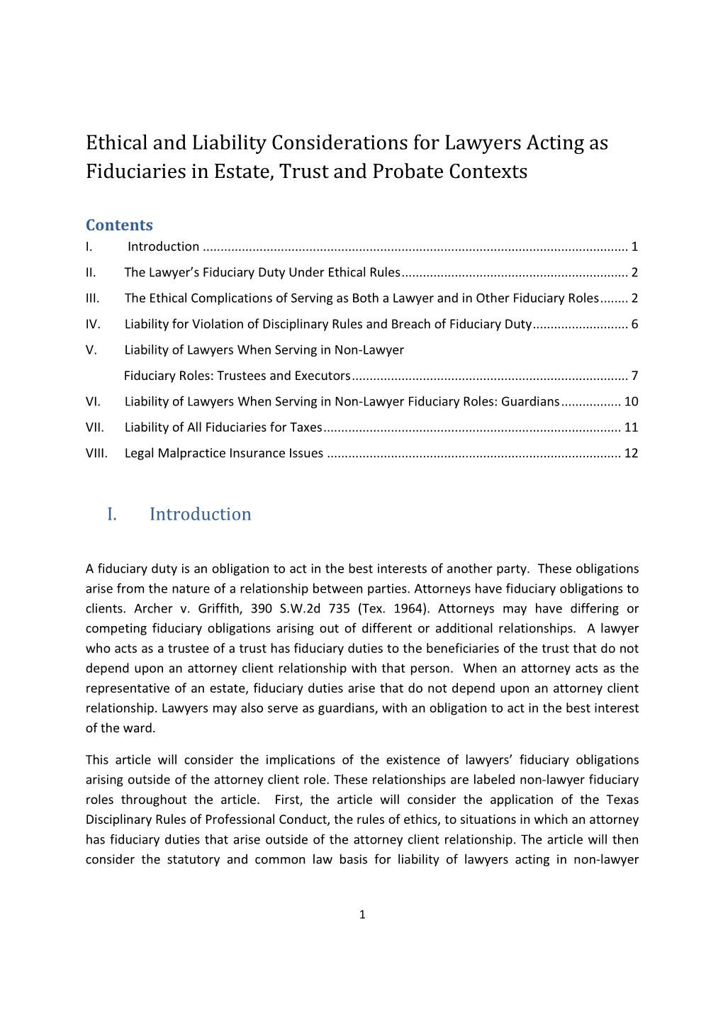 Ethical and Liability Considerations for Lawyers Acting As Fiduciaries in Estate, Trust and Probate Contexts