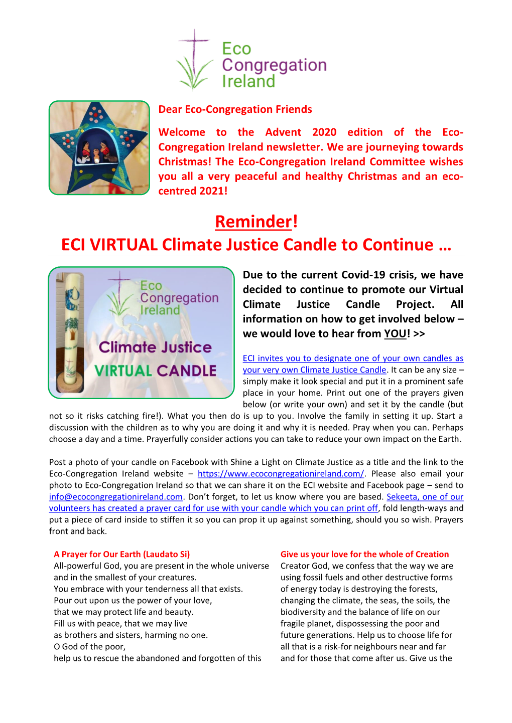 ECI VIRTUAL Climate Justice Candle to Continue …
