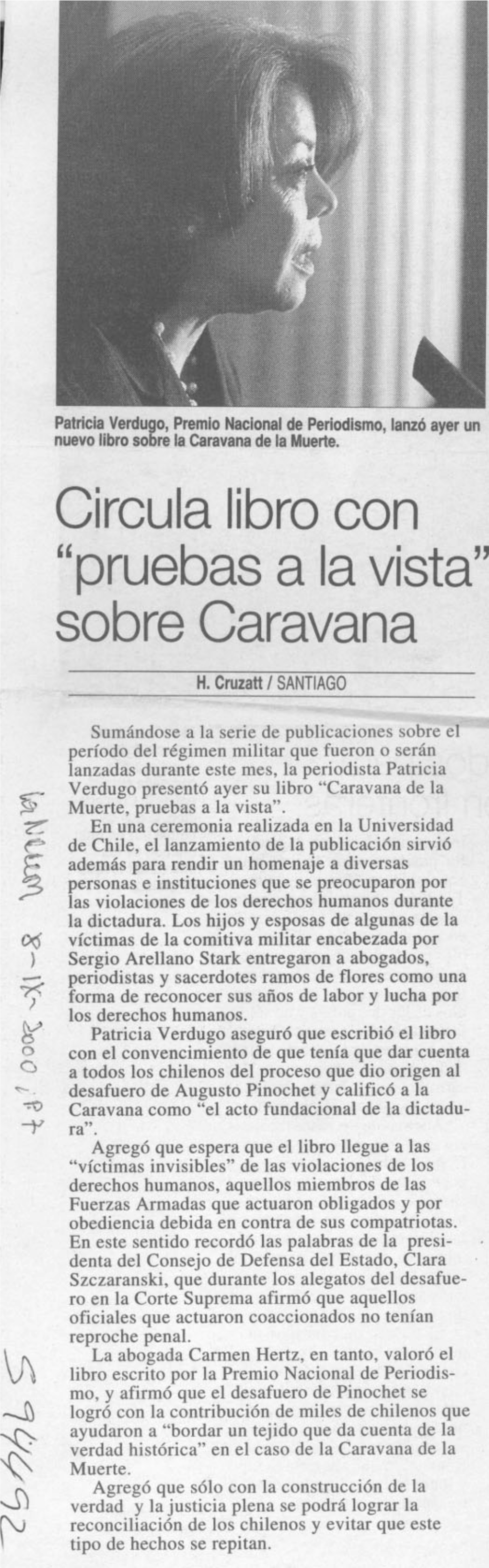 Circula Libro Con Sobre Caravana Ruebas a La Vista''