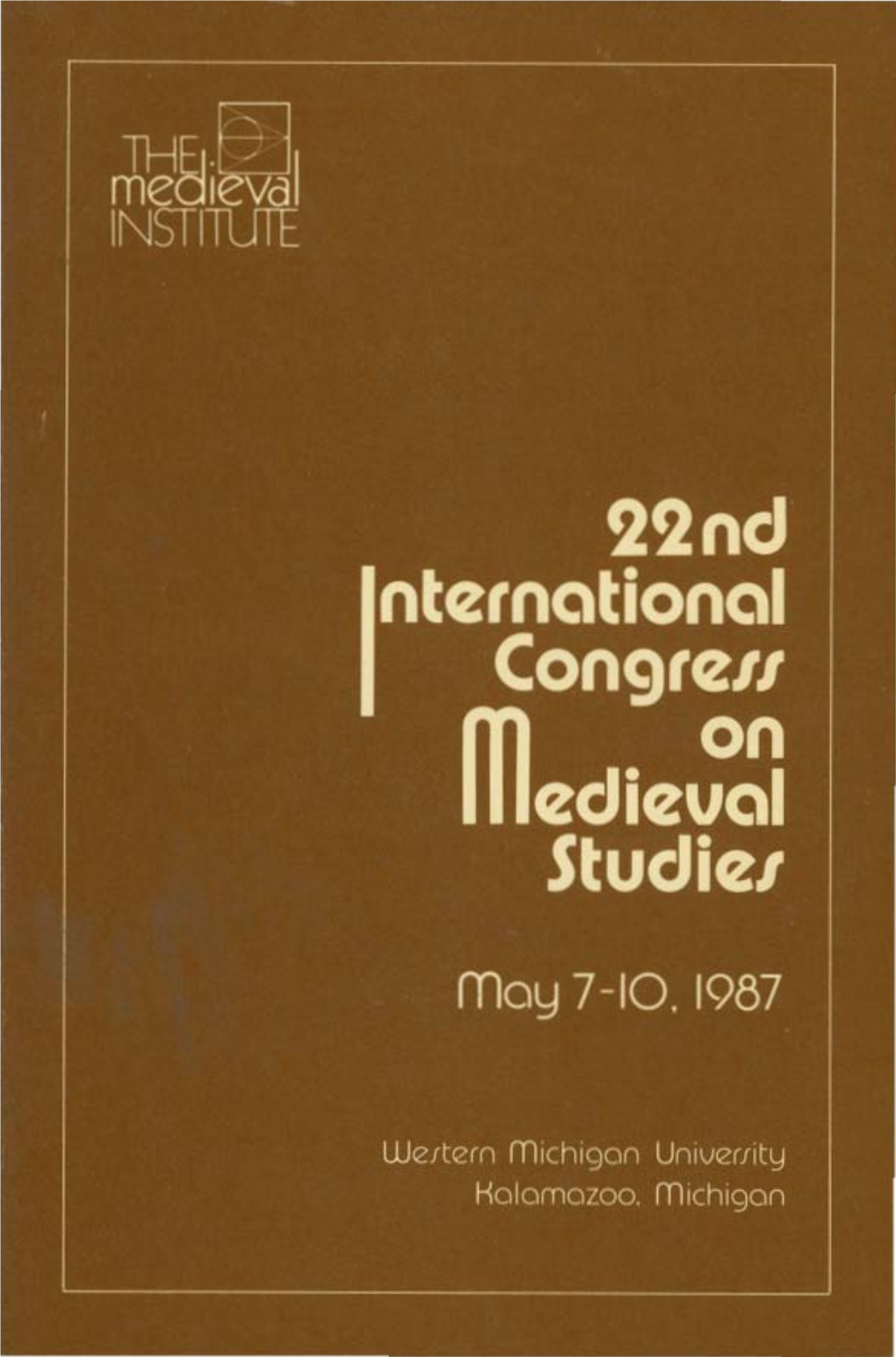 22Nd International Congress on Medieval Studies and Their Tentative Location in the Book Rooms