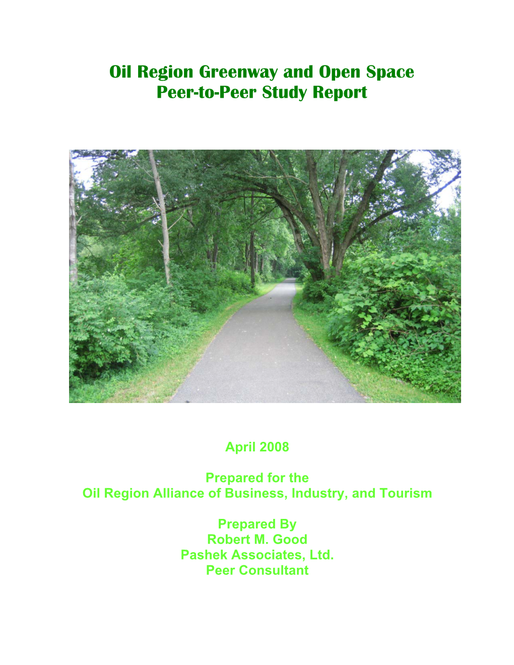 Oil Region Greenway and Open Space Peer-To-Peer Study Report