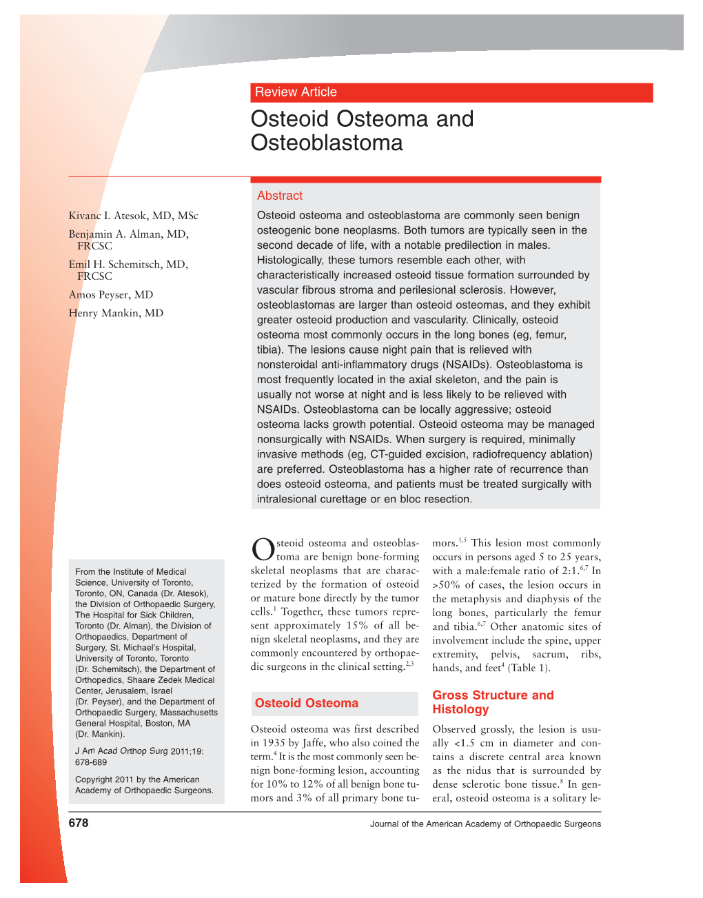 Osteoid Osteoma and Osteoblastoma Areosteogenic Commonly Bone Seen Neoplasms