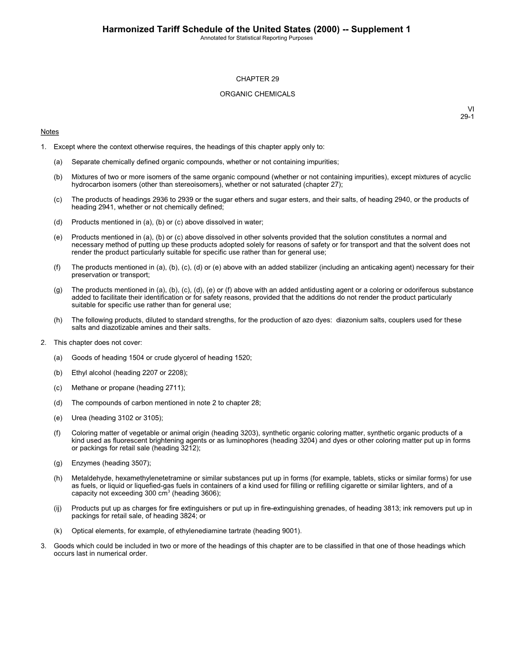 Harmonized Tariff Schedule of the United States (2000) -- Supplement 1 Annotated for Statistical Reporting Purposes